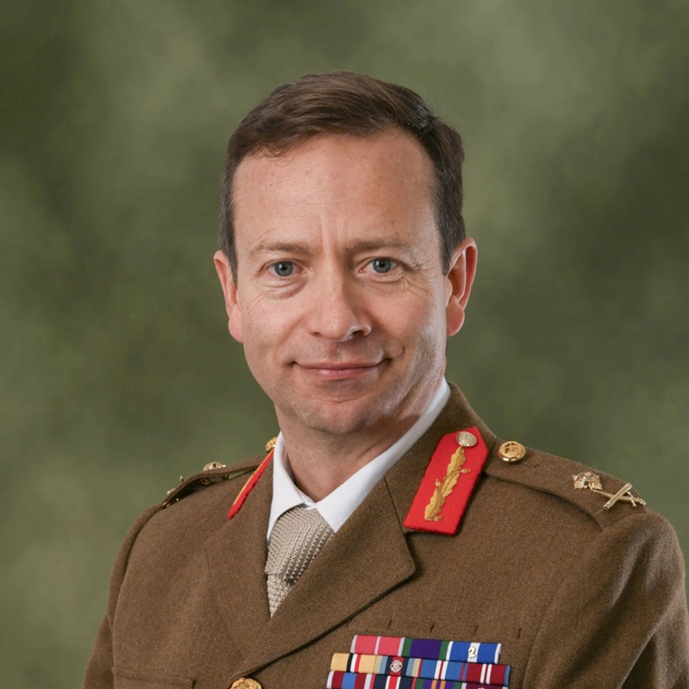 A British army officer in ceremonial uniform. 