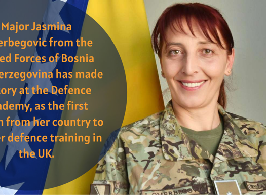 Major Jasmina Omerbegovic from the Armed Forces of Bosnia and Herzegovina has made history at the Defence Academy, as the first person from her country to deliver defence training in the UK. 