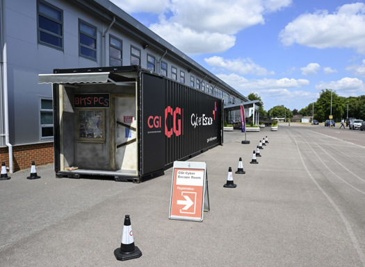 Shipping container redesigned as an escape room.